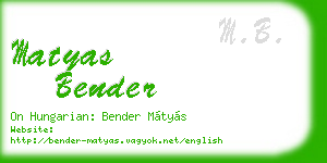 matyas bender business card