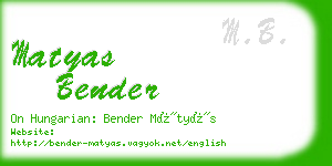 matyas bender business card